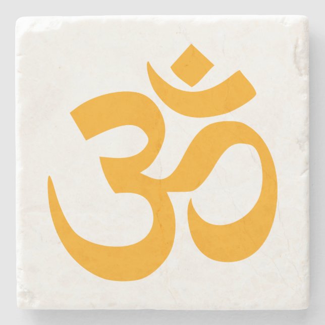Orange Om Symbol Stone Coaster (Front)