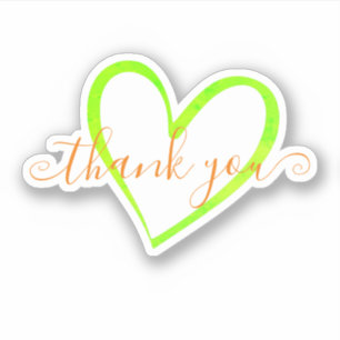 Orange Ombre Calligraphy Thank You Name Heart