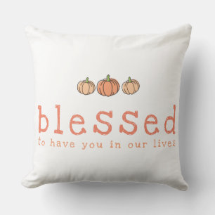 Orange Ombre Pumpkin Blessed Thanksgiving Cushion