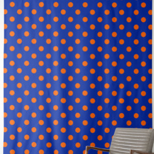 Orange On Blue Polka Dots Pattern Design  Fabric