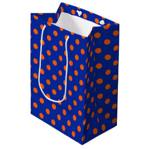 Orange On Blue Polka Dots Pattern Design  Medium Gift Bag