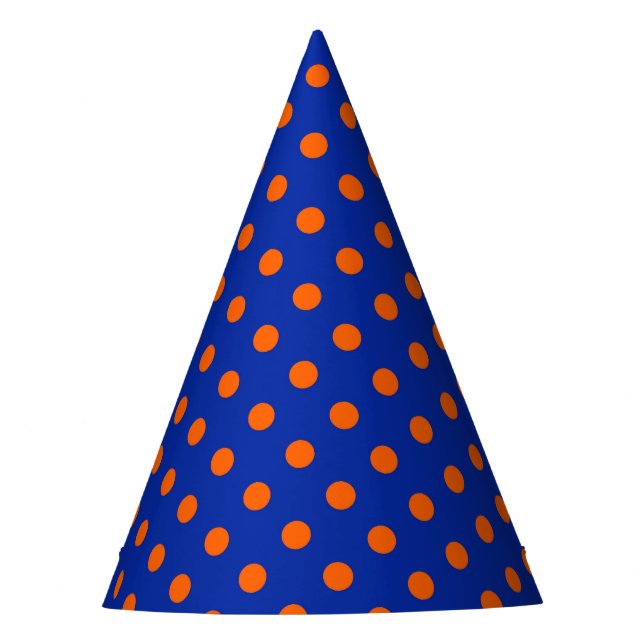 Orange On Blue Polka Dots Pattern Design  Party Hat (Front)