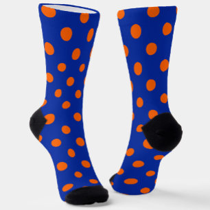 Orange On Blue Polka Dots Pattern Design  Socks