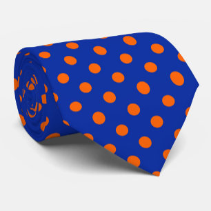 Orange On Blue Polka Dots Pattern Design Tie