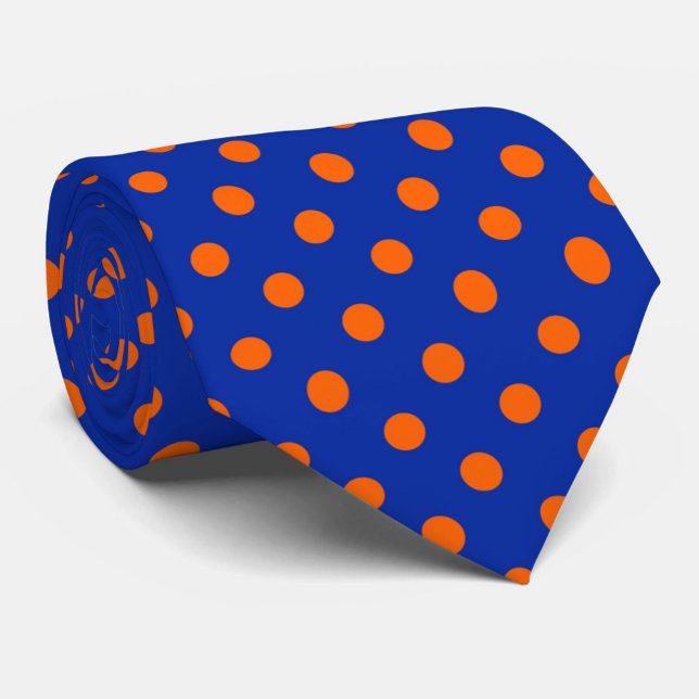 Orange On Blue Polka Dots Pattern Design  Tie (Creator Uploaded)