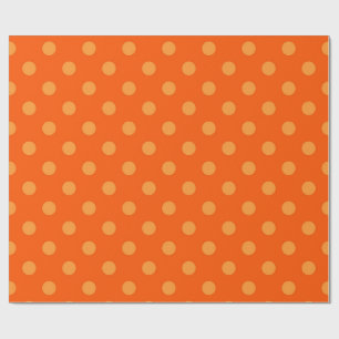 Orange On Deep Orange Polka Dots Pattern Design  Wrapping Paper