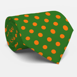 Orange On Green Polka Dots Pattern Design Tie