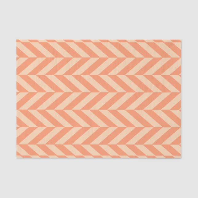 Orange on Peach Herringbone Tissue Paper (Front)