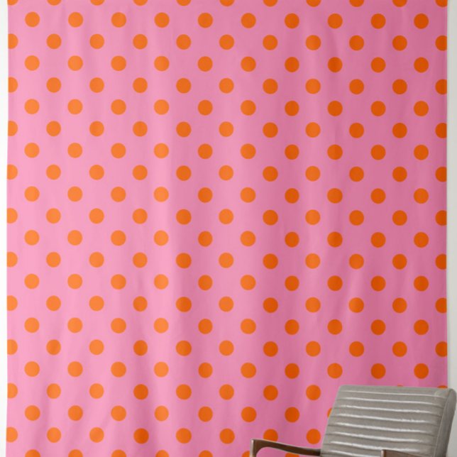 Orange On Pink Polka Dots Pattern Design Fabric (Creator Uploaded)