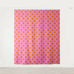 Orange On Pink Polka Dots Pattern Design Tapestry
