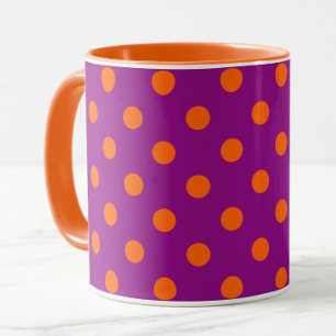 Orange On Purple Polka Dots Pattern Design Mug