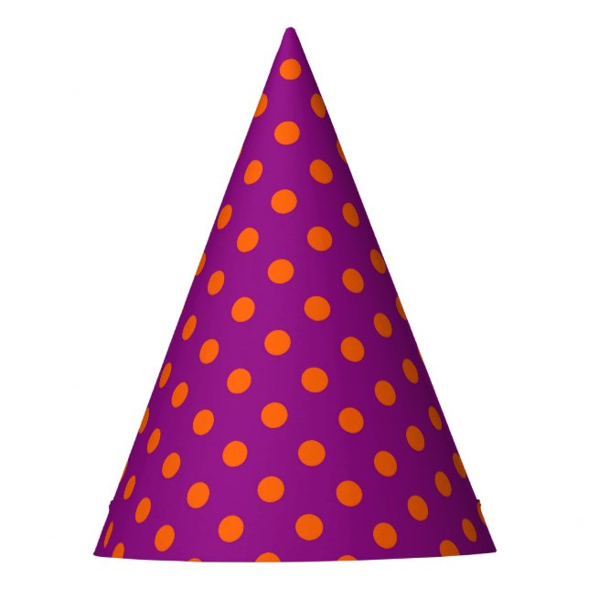 Orange On Purple Polka Dots Pattern Design Party Hat (Front)