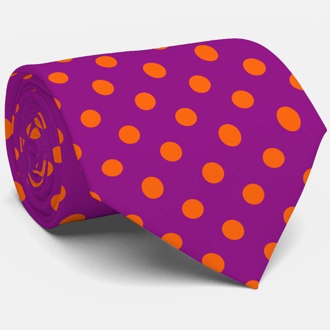 Orange On Purple Polka Dots Pattern Design Tie (Creator Uploaded)