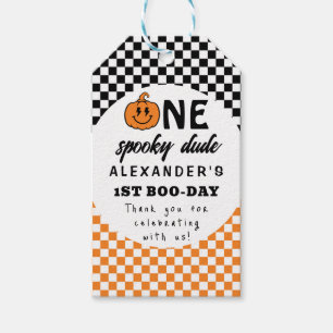 Orange One Spooky Dude Halloween 1st Birthday Gift Tags