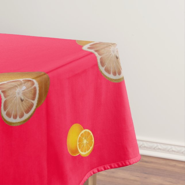 orange - orange - citrus fruits pink tablecloth (In Situ)