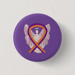 Orange & Orchid Angel Awareness Ribbon Custom Pins
