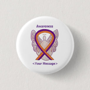 Orange & Orchid Awareness Ribbon Angel Custom Pin