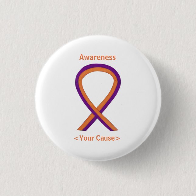 Orange & Orchid Awareness Ribbon Custom Pin (Front)