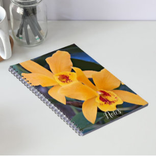 Orange Orchid Blooms Floral Notebook