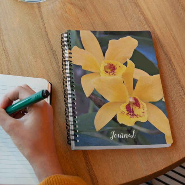 Orange Orchid Blooms Floral Notebook (In Situ)