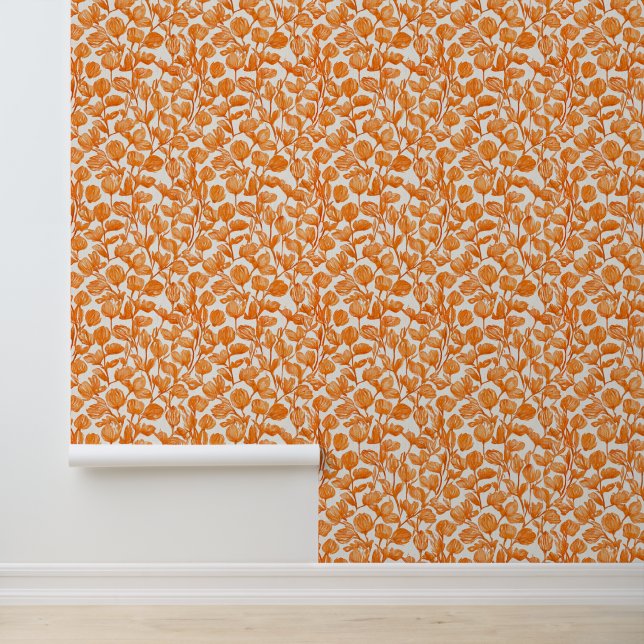 orange orchid floral pattern wallpaper (Application)