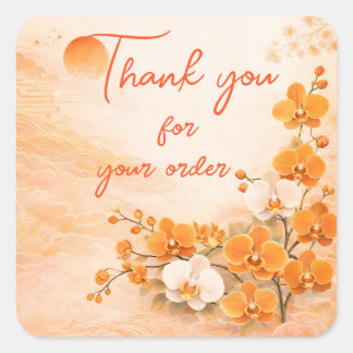 Orange orchid Thank You For your order Square Sticker