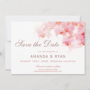 Orange Orchid Watercolor Flower Floral Wedding Save The Date