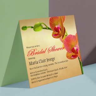 Orange Orchids Wedding Bridal Shower Invitation