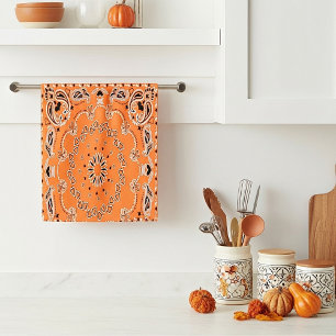 Orange oriental design towel