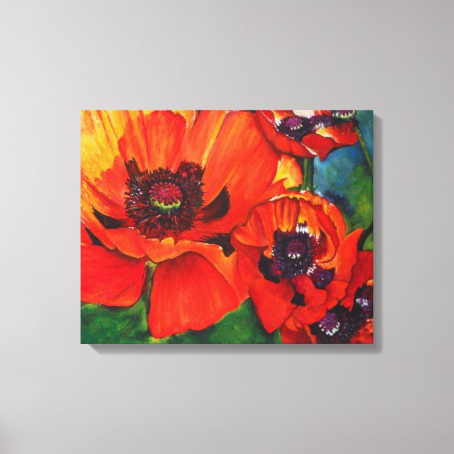 Orange Oriental Poppies Art Canvas Print (Front)