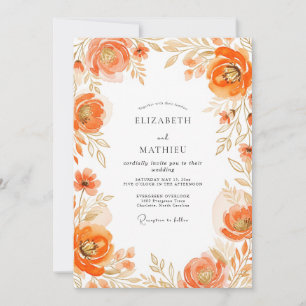 Orange Ornate Spring Wedding Invitation