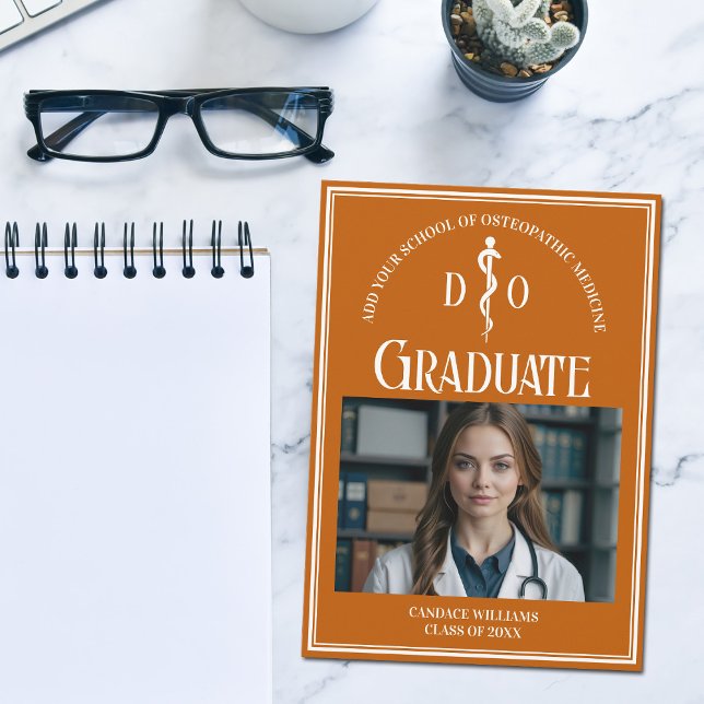 Orange Osteopathic Medical School Graduation Photo Announcement (Creator Uploaded)