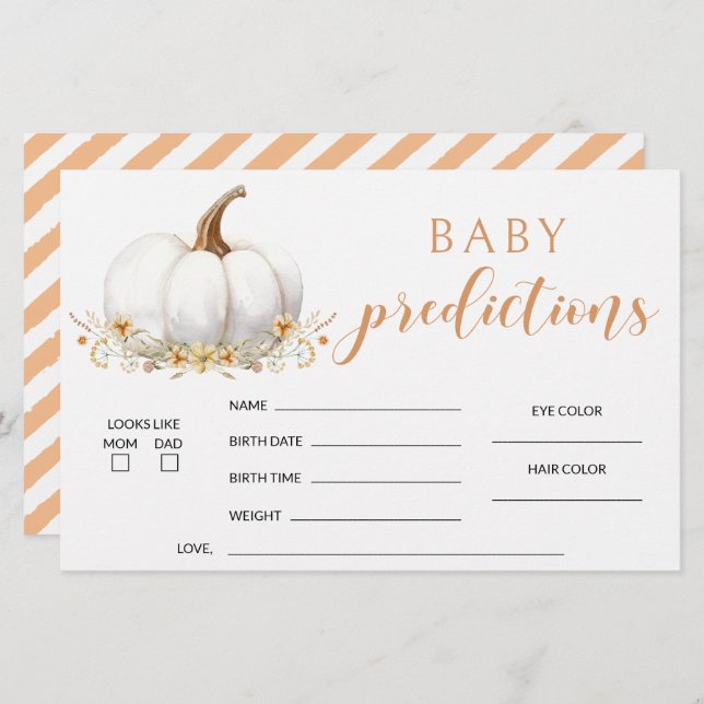 Orange our little pumpkin baby shower predictions stationery (Front/Back)