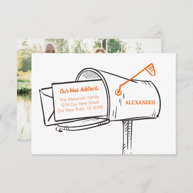 Orange Our New Address Mailbox Moving (Front/Back)