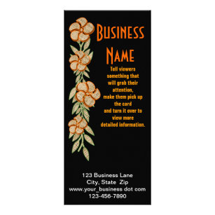 Orange Outlined Burlap Texture Flower Artwork Rack Card