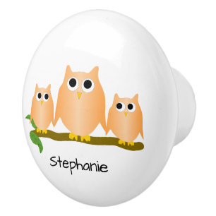 Orange Owl Design Personalised Ceramic Knob