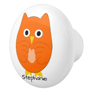 Orange Owl Design Personalised Ceramic Knob