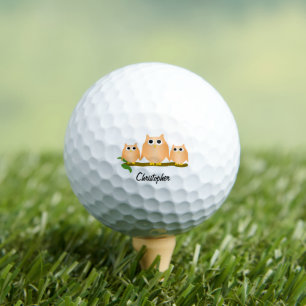 Orange Owl Design Personalised Golf Balls