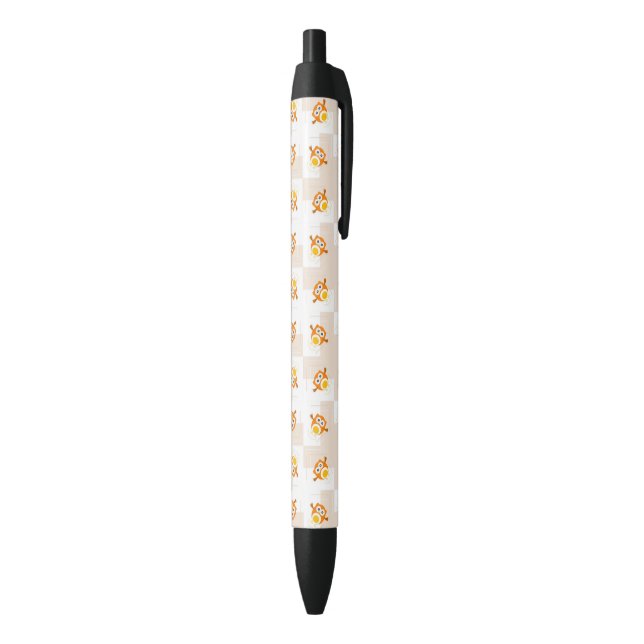 Orange Owl Illustration Pattern Black Ink Pen (Bottom (Vertical))
