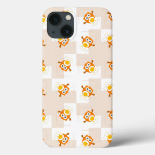 Orange Owl Illustration Pattern iPhone 13 Case