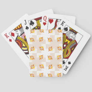 Orange Owl Illustration Pattern Playing Cards