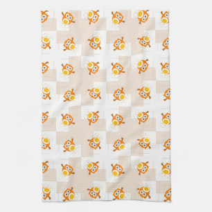 Orange Owl Illustration Pattern Tea Towel