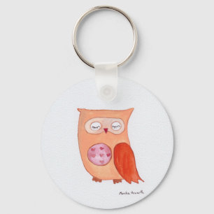 Orange owl key ring