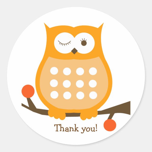ORANGE OWL Round Favour Sticker | Envelope Seal (Front)