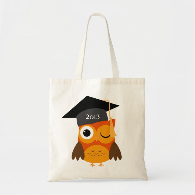 Orange Owl with Diploma Class of Graduation Bag (Front)