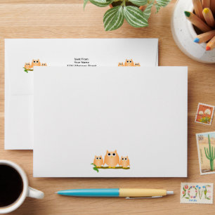 Orange Owls Design Envelope