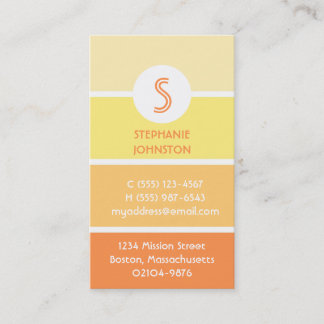 Orange paint chip modern monogram personal calling business card
