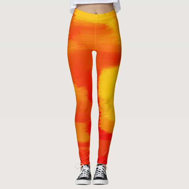 Orange Paint Splatter Leggings (Front)