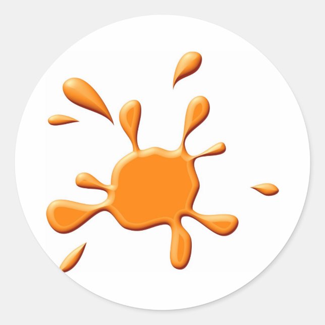 Orange Paint Splodge Classic Round Sticker (Front)