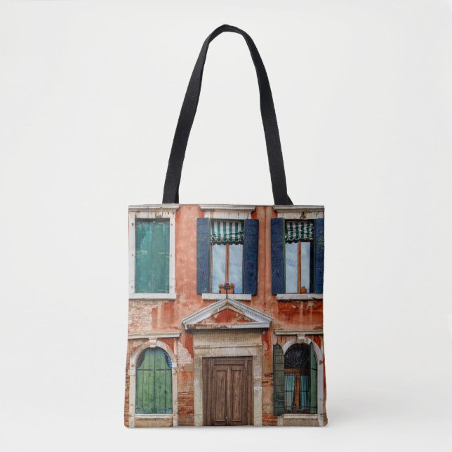 ORANGE PAINTED BUILDING FACADE TOTE BAG (Front)